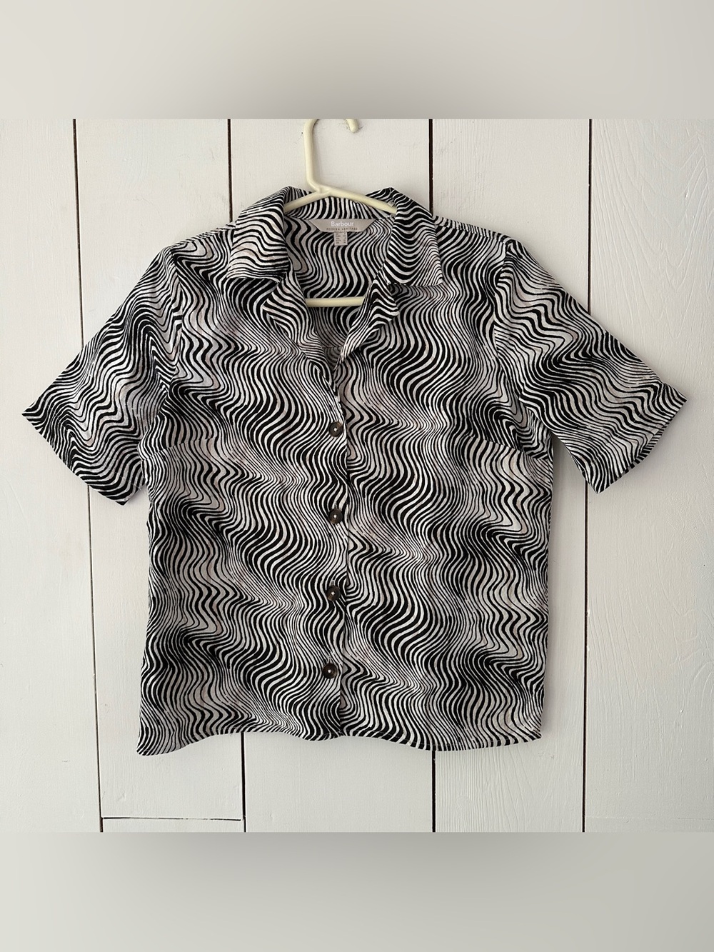 Barbour Romy Shirt Sz 4 Zebra Print Cotton Linen Safari